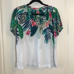 Old Navy Floral & Palms White Blouse